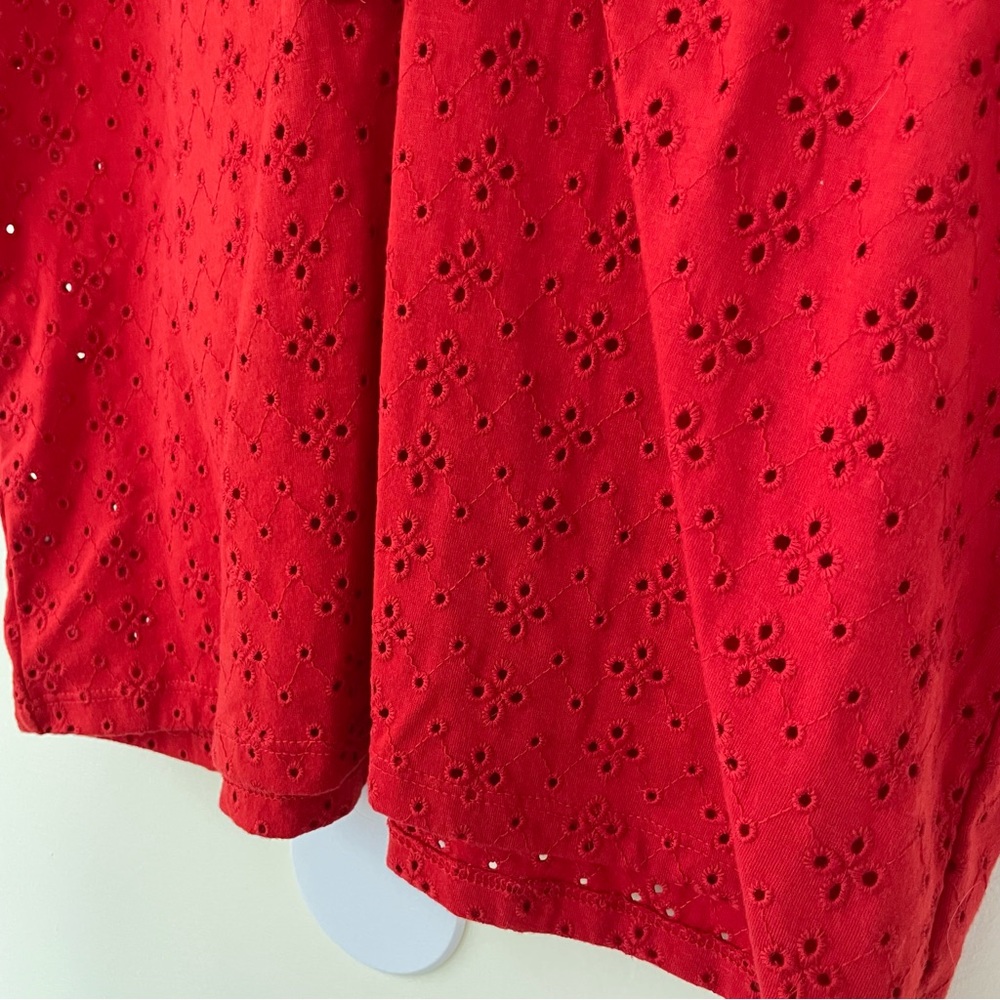 LOFT Eyelet V-Neck Tank Top with Ruffle V-Neck Vivid Red M Medium - Picture 4 of 7